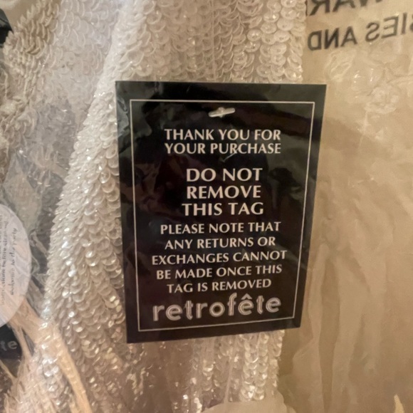 RETROFETE Ella White Moonglow New One-Shoulder Asymmetrical Sequins Dress SizeXS - Picture 8 of 10